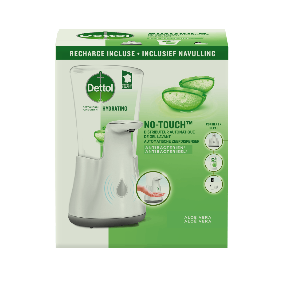 Dettol No-Touch Distributeur Automatique de Savon + Recharge Hydrating Aloe  Vera